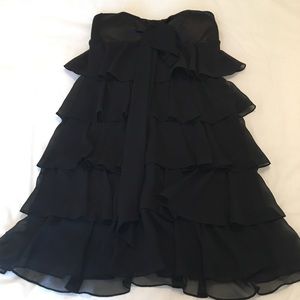 Black ruffled strapless dress